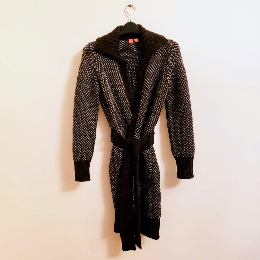 Hugo Boss Brown Woven Cardi Coat (OS)